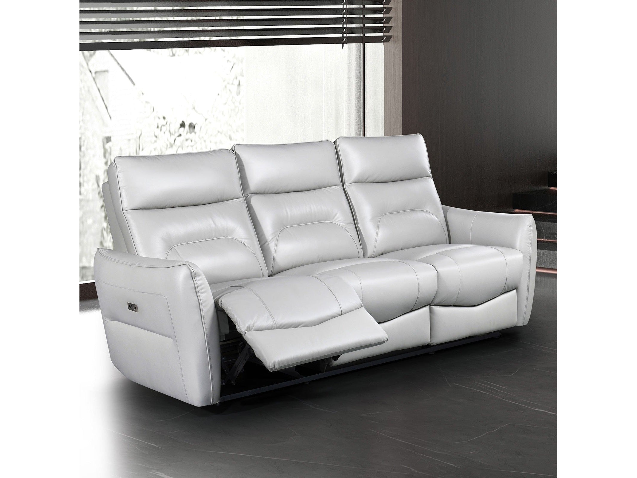 Terentius Taupe Leather Match Reclining Sofa