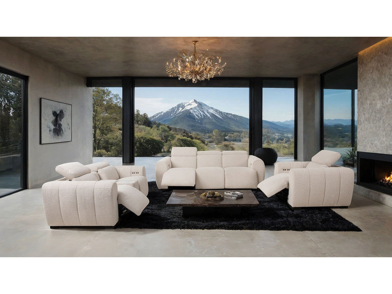Thaddea White Power Loveseat