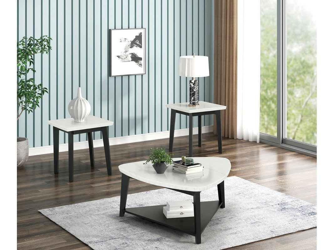 Thisted White/Black Triangle Marble Coffee Table