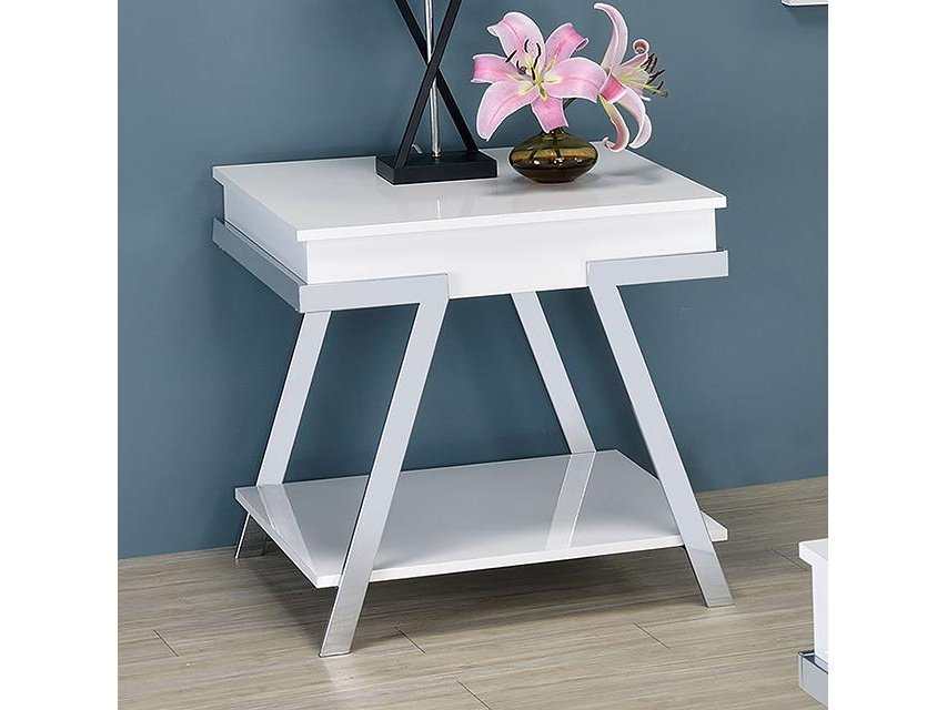 Titus White & Chrome End Table