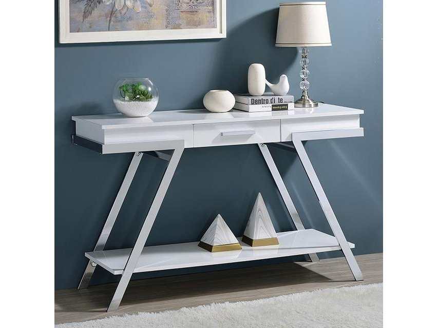 Titus White & Chrome Sofa Table