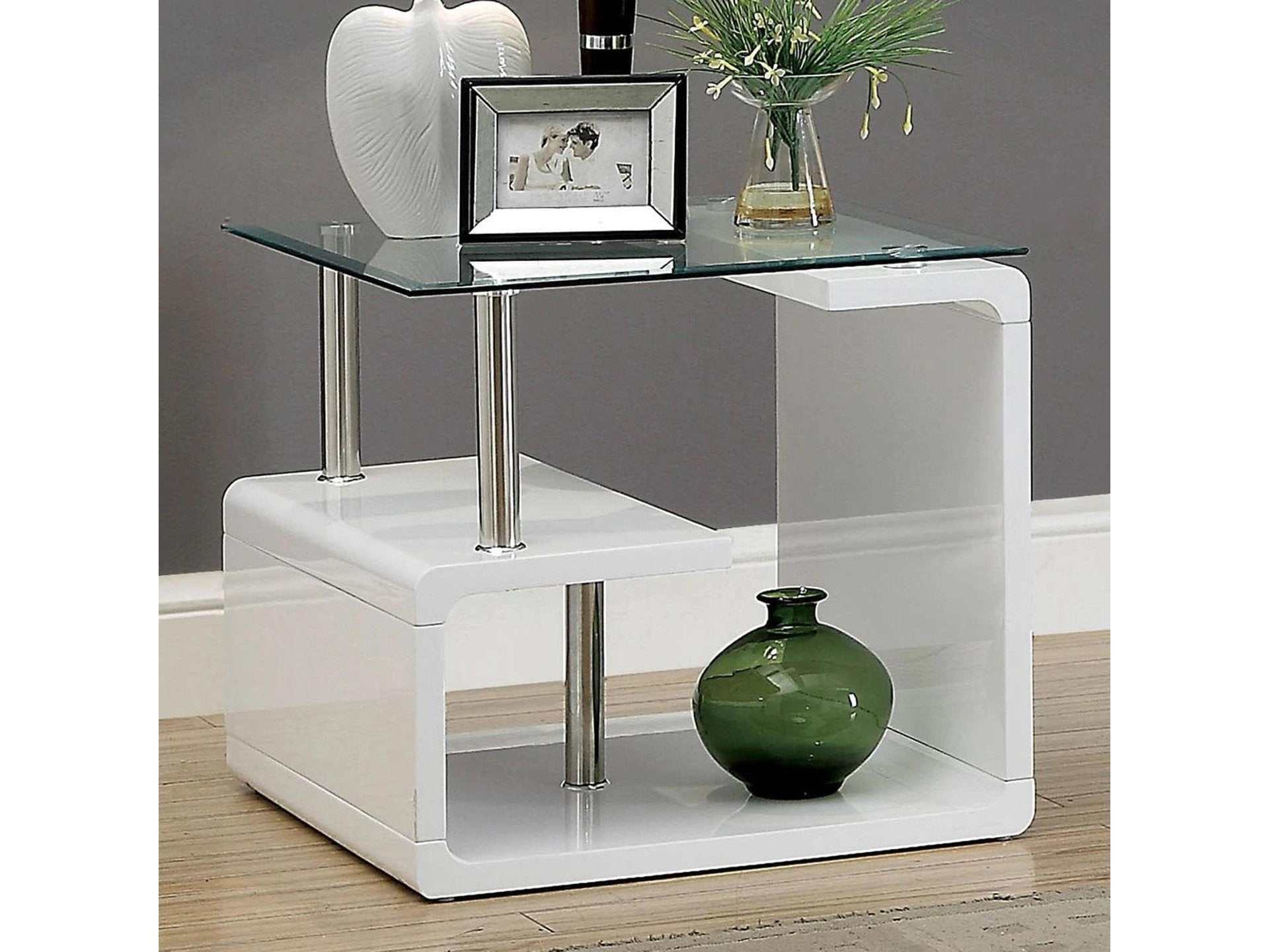 Torkel  White/Chrome  End Table