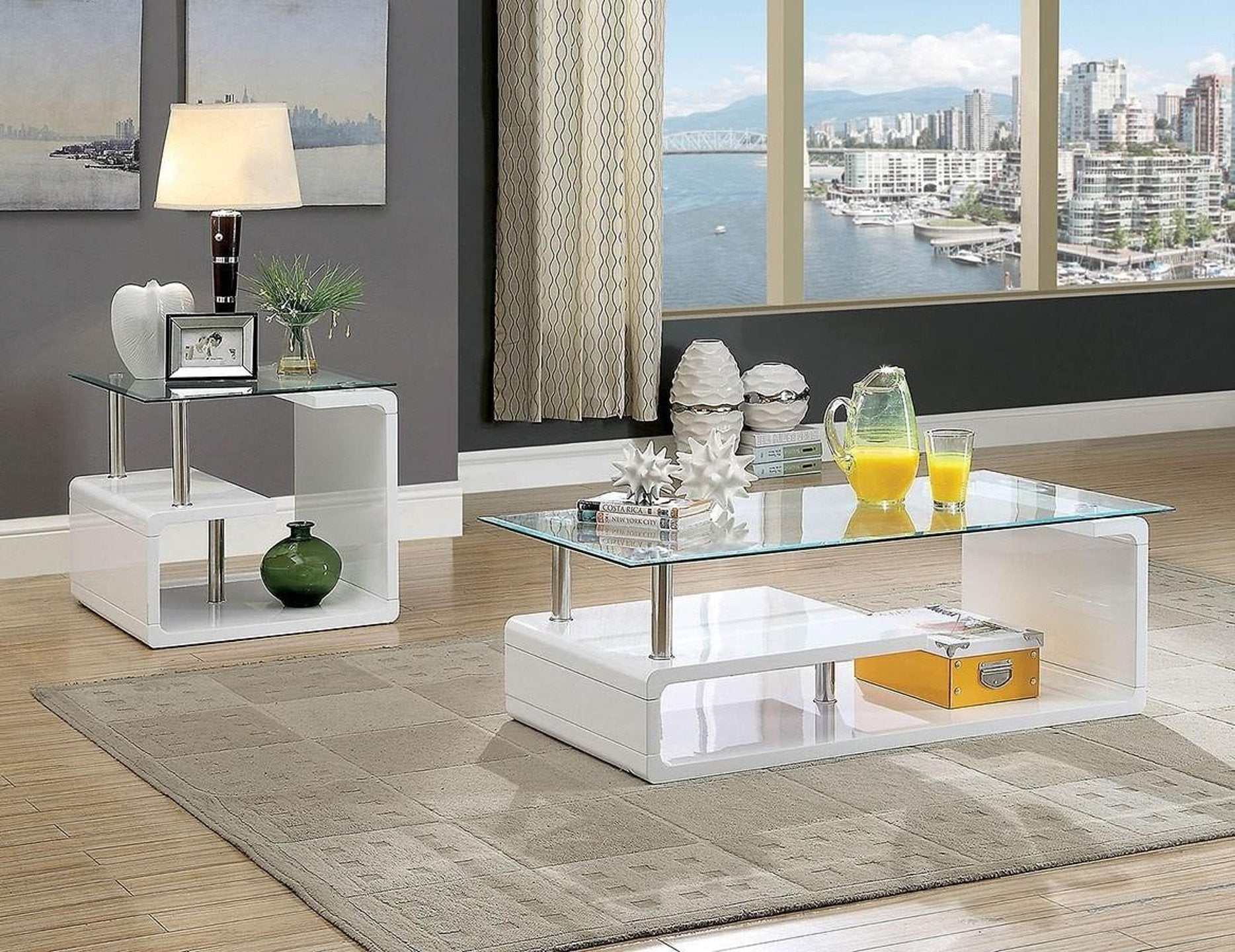 Torkel  White/Chrome  End Table