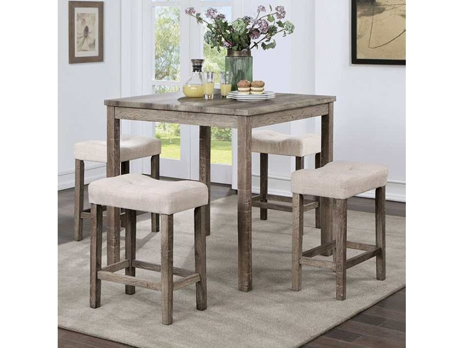 Torrean Gray & Beige Counter Height Dining Set / 5pc
