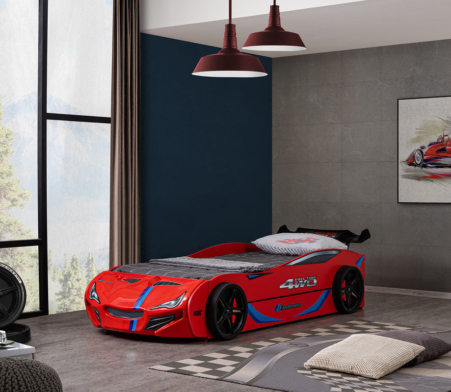 Tracklite Red Car Bed w/ Trundle