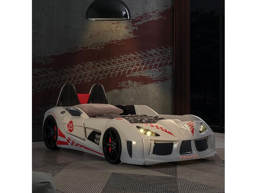 Trackster White Car Bed / Twin