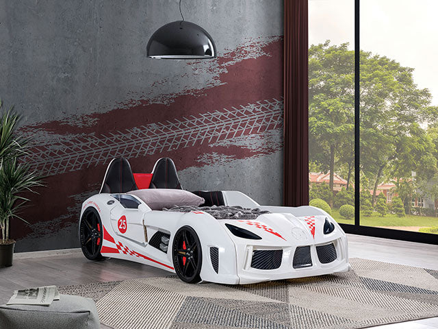 Trackster White Car Bed / Twin