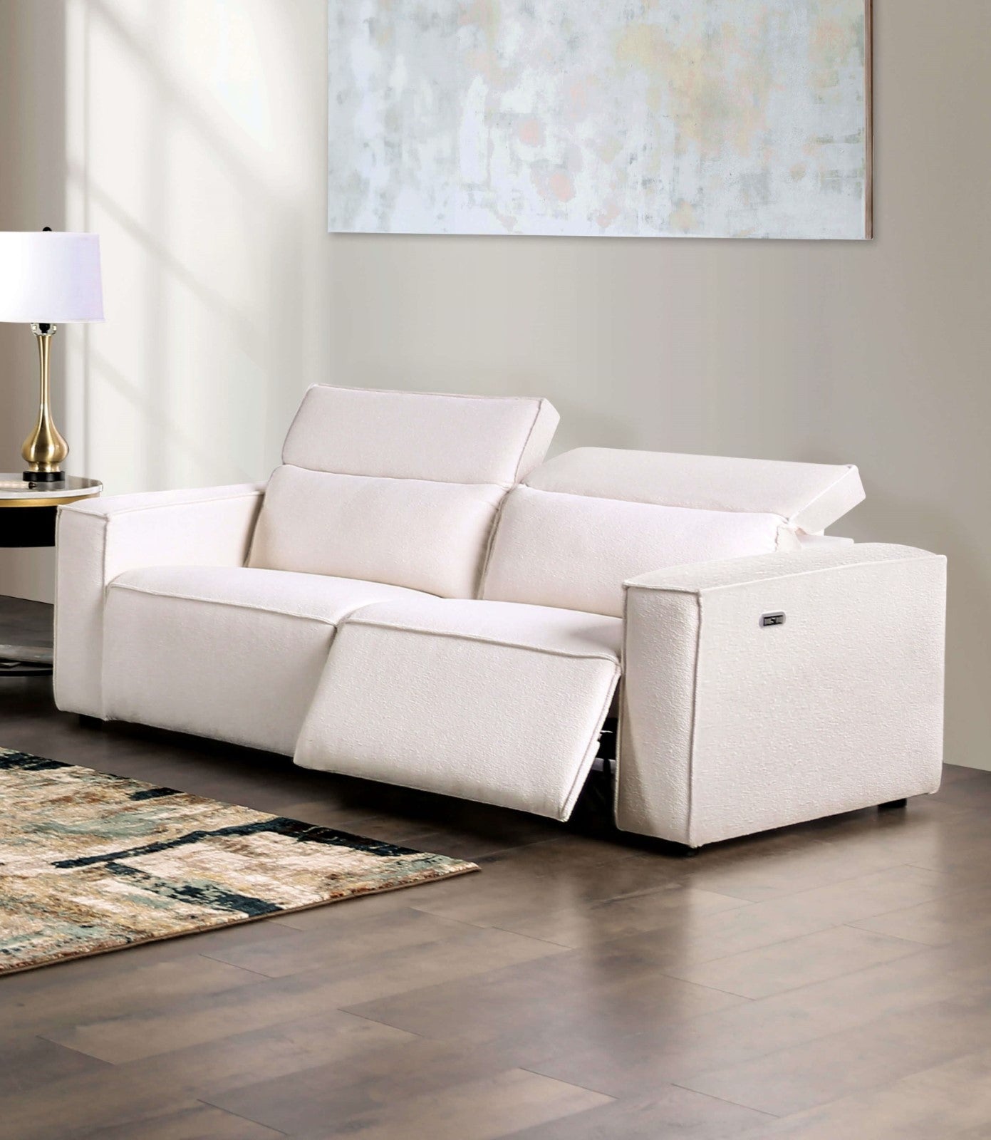 Treharris White Power Reclining Sofa & Loveseat