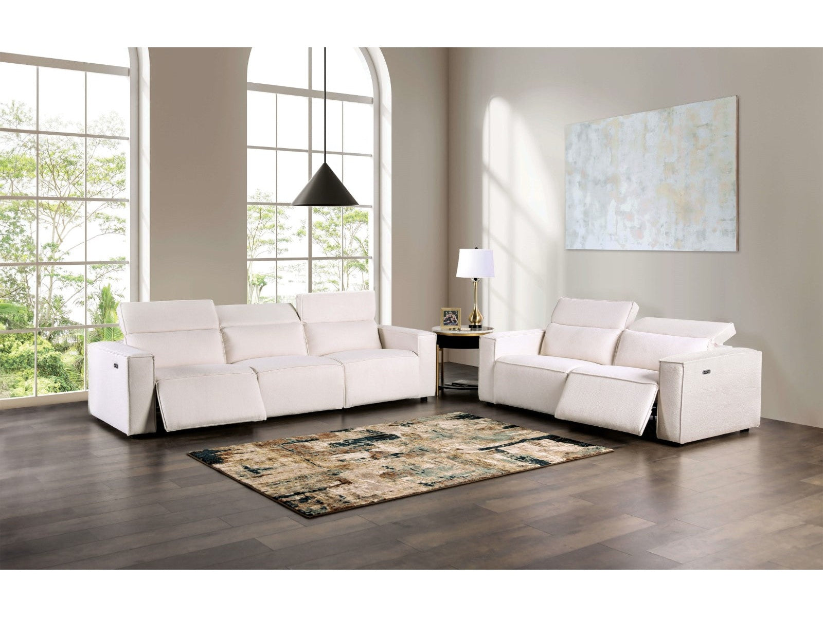 Treharris White Power Reclining Sofa & Loveseat
