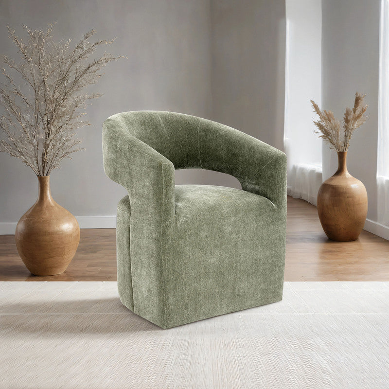Tresa Green Dining Arm Chair w/ Casters