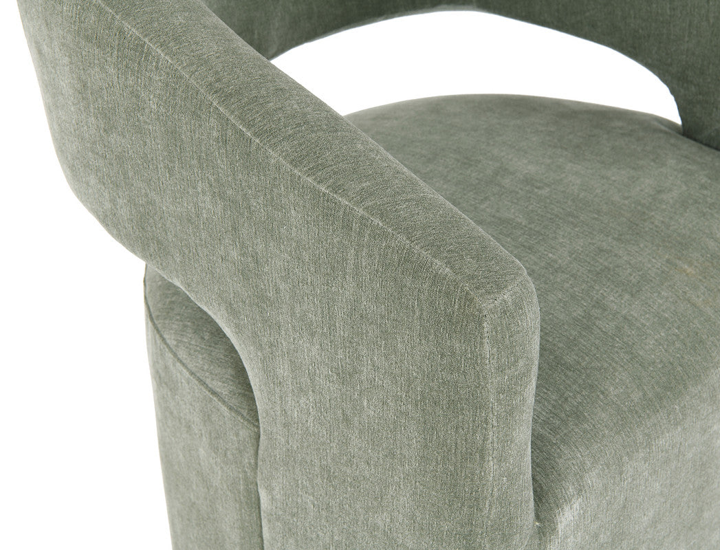 Tresa Green Dining Arm Chair w/ Casters
