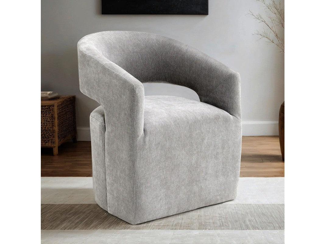 Tresa Light Gray Dining Arm Chair w/ Casters
