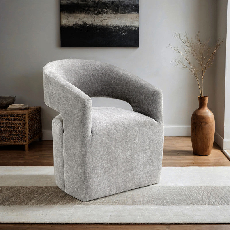 Tresa Light Gray Dining Arm Chair w/ Casters
