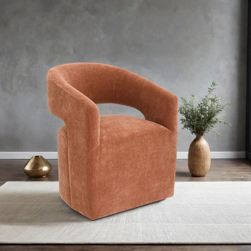 Tresa Rustic Orange Dining Arm Chair w/ Casters