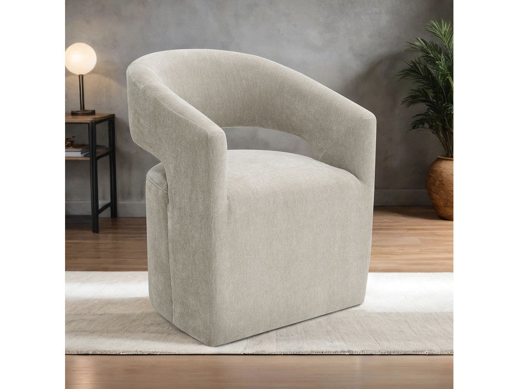 Tresa Taupe Dining Arm Chair w/ Casters