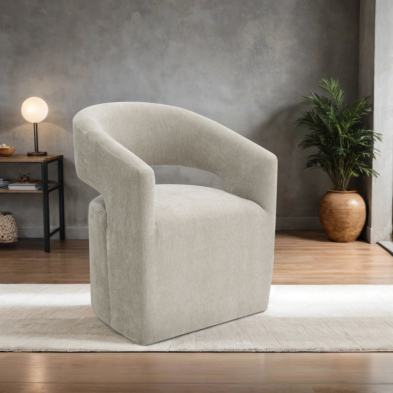 Tresa Taupe Dining Arm Chair w/ Casters