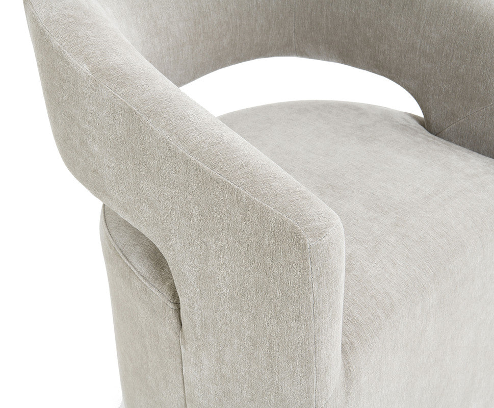 Tresa Taupe Dining Arm Chair w/ Casters