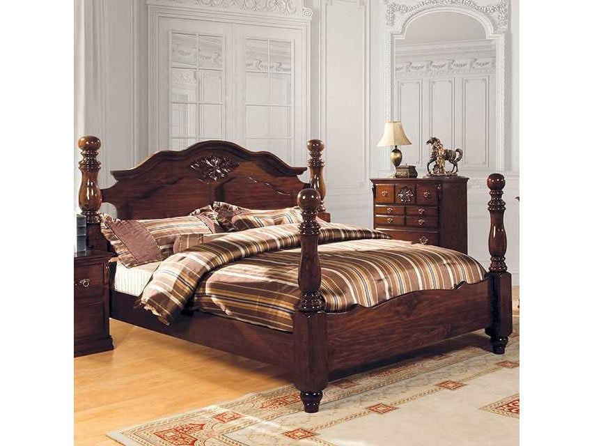 Tuscan Glossy Dark Pine California King Bed