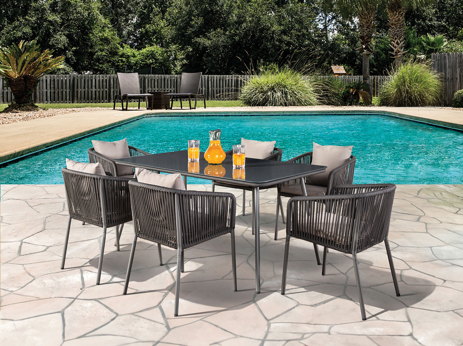 Tushari Dark Gray/Light Gray 7 Pc. Outdoor Dining Set