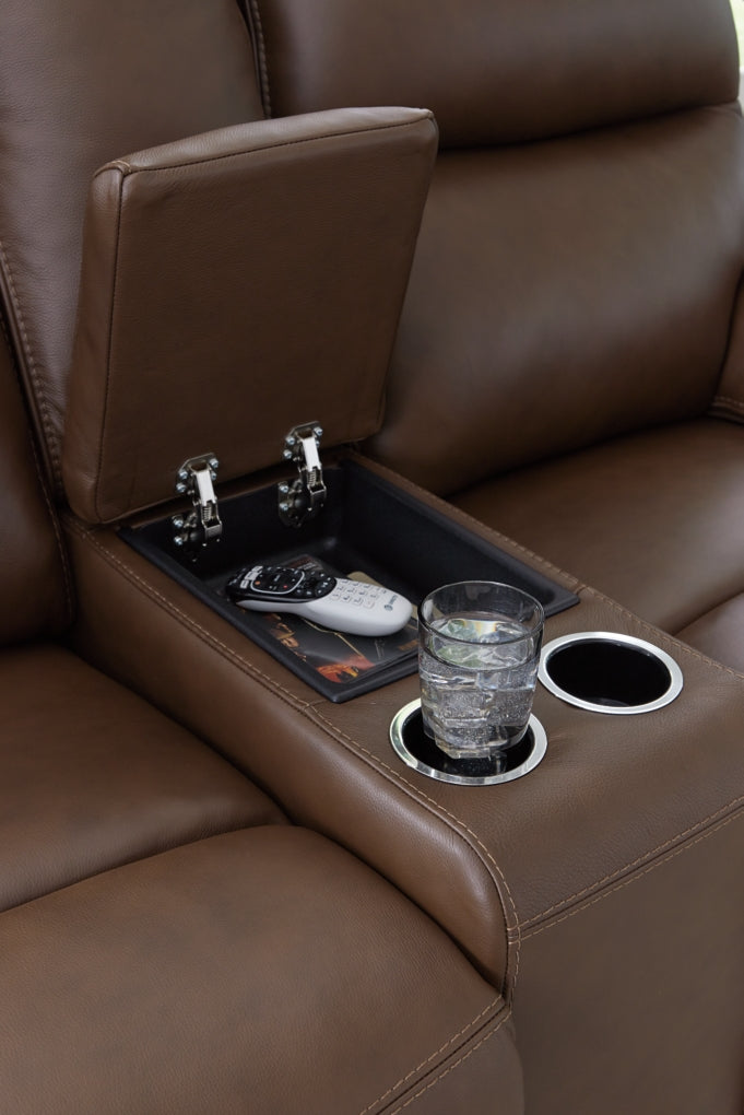 VonRyan Power Reclining Loveseat/Console/Adjustable Headrest