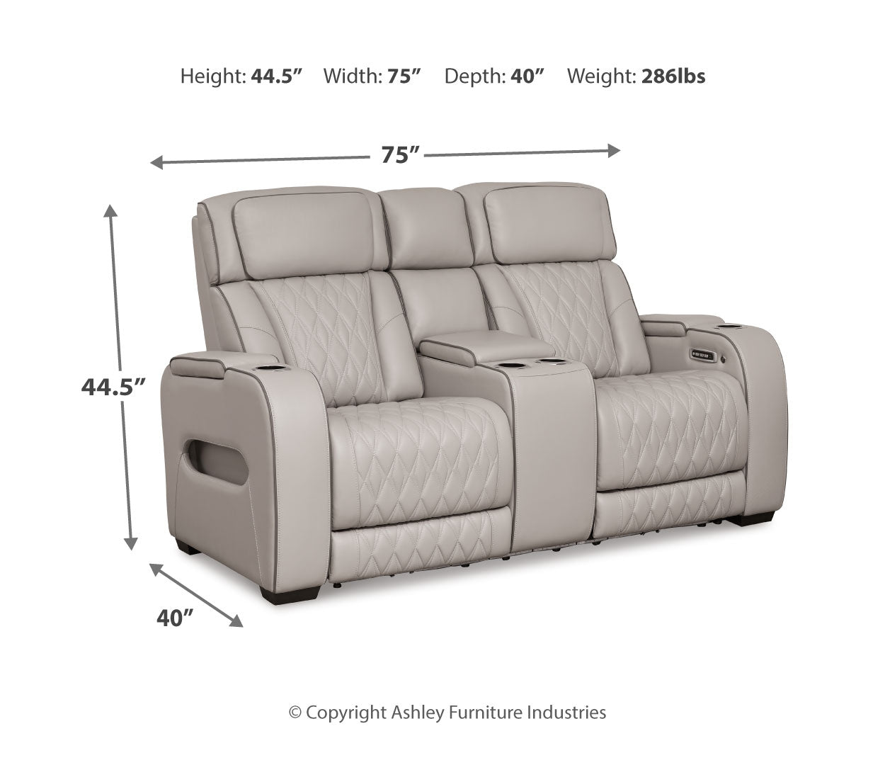 Boyington PWR REC Loveseat/CON/ADJ HDRST