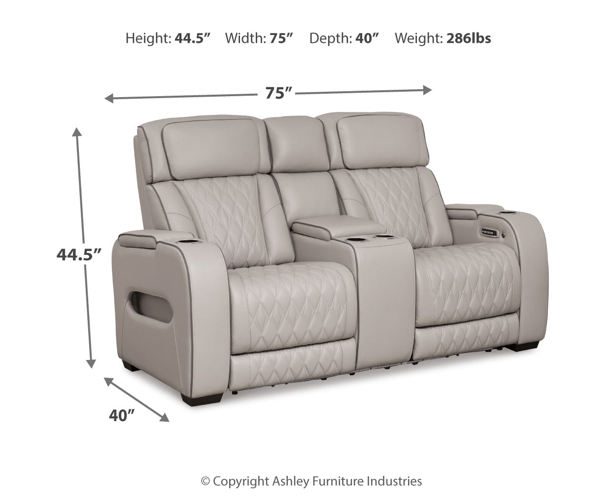 Boyington PWR REC Loveseat/CON/ADJ HDRST