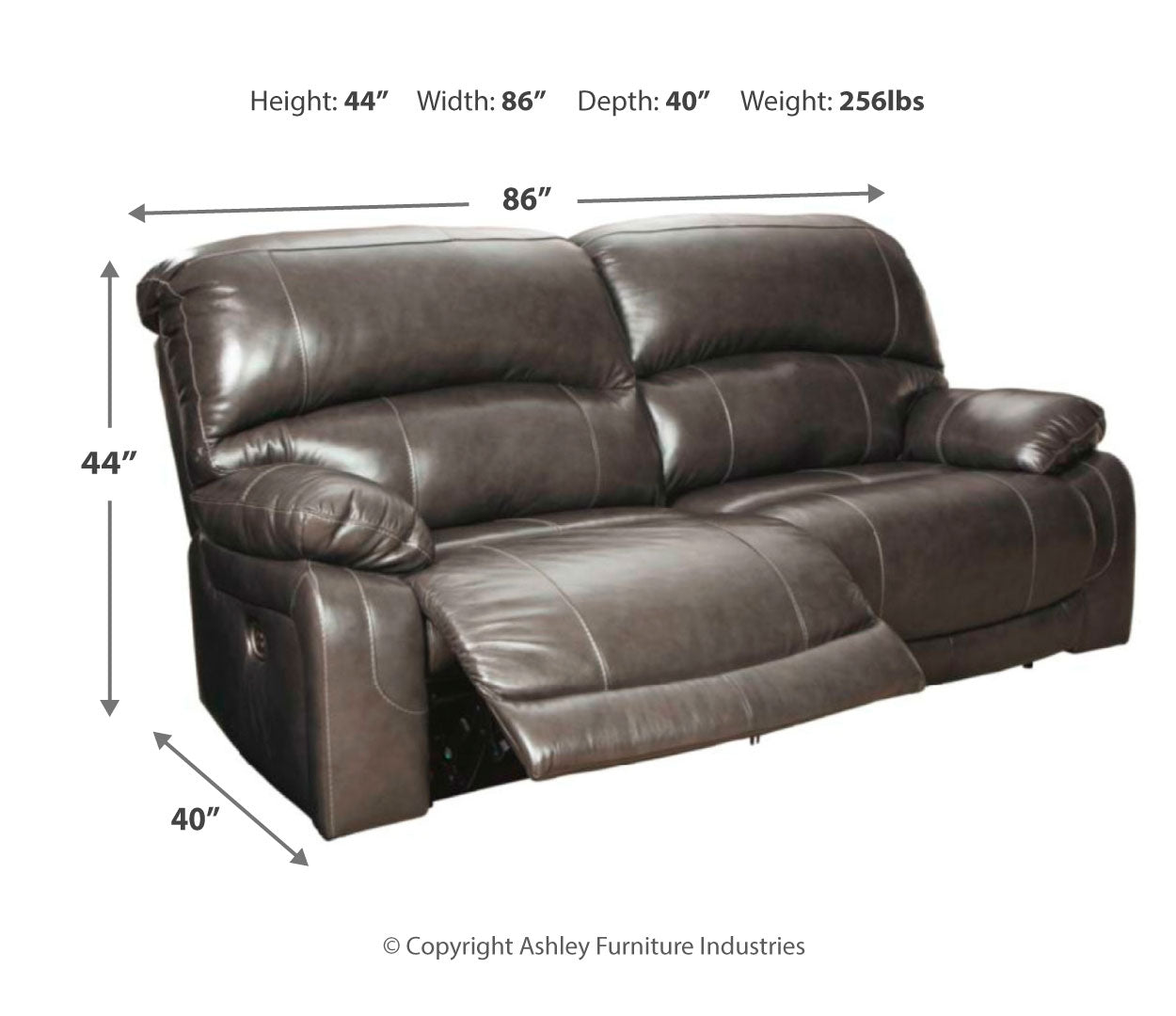 Hallstrung 2 Seat PWR REC Sofa ADJ HDREST