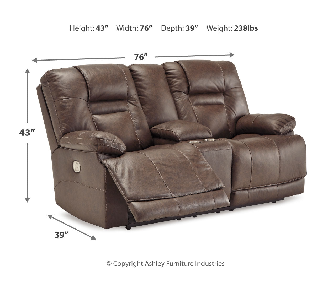 Wurstrow PWR REC Loveseat/CON/ADJ HDRST