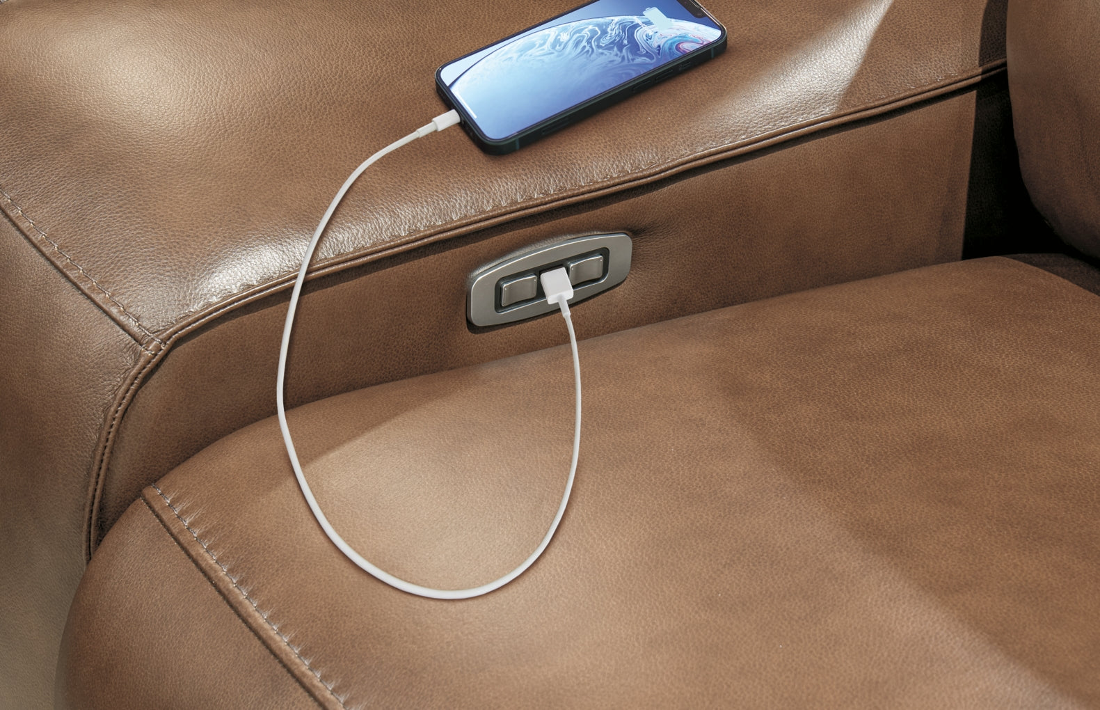 Silverbrooke Power Reclining Loveseat/Console/Adjustable Headrest