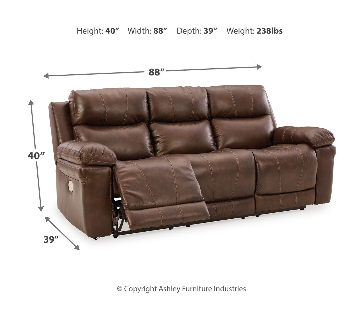 Edmar PWR REC Sofa with ADJ Headrest