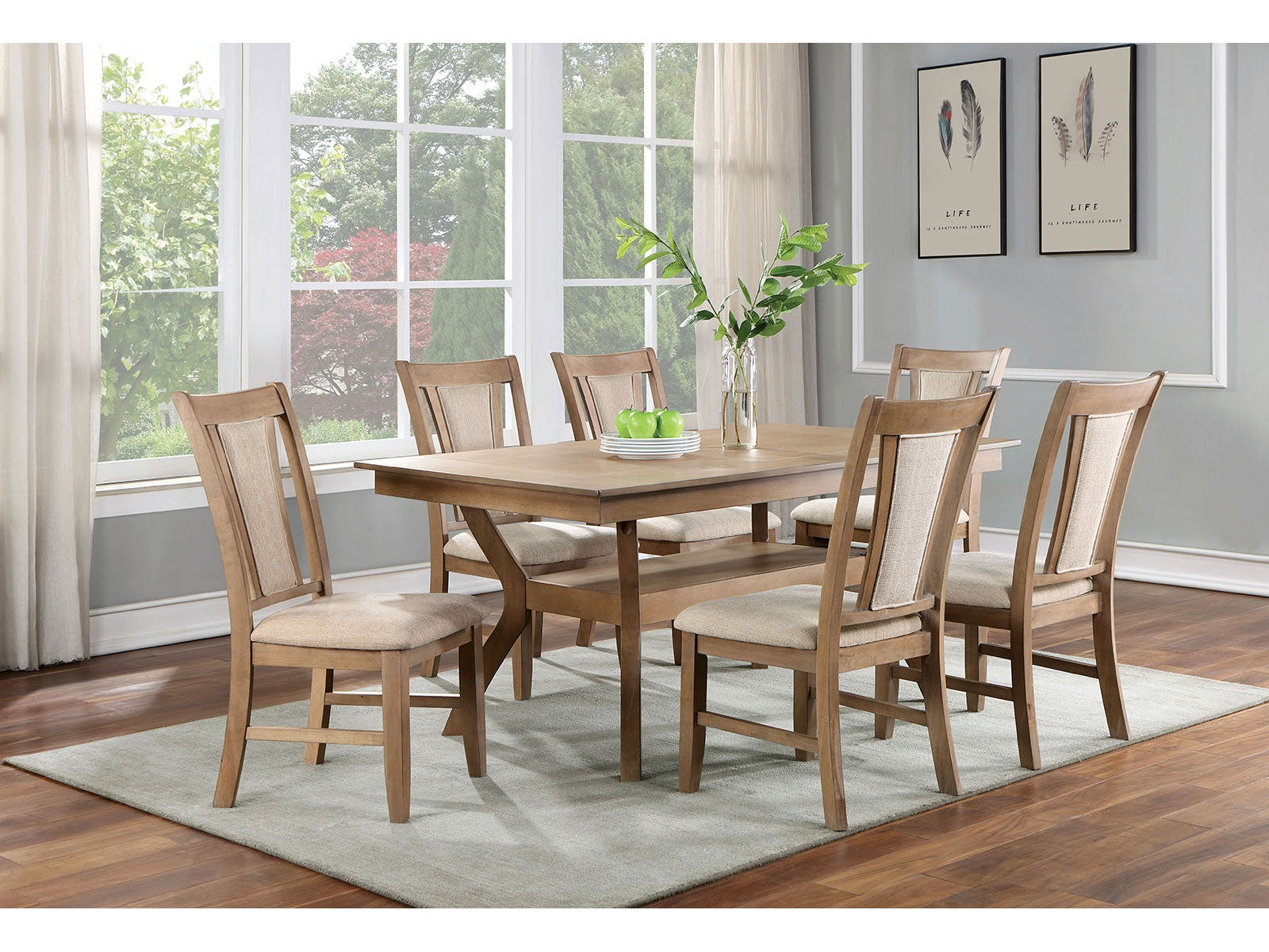 Upminster Natural Tone/Beige 7 Pc. Dining Room Set