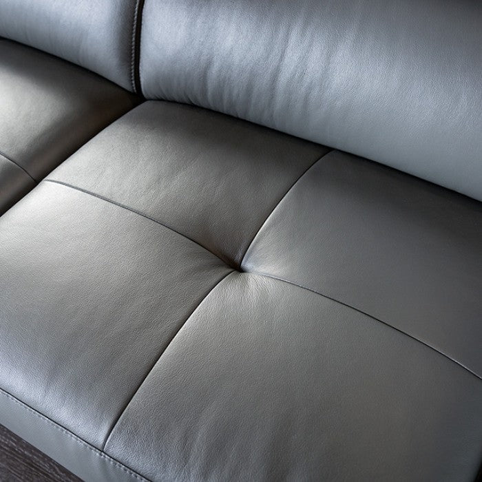 Vadso Dark Gray Leather Match Left Chaise Sectional