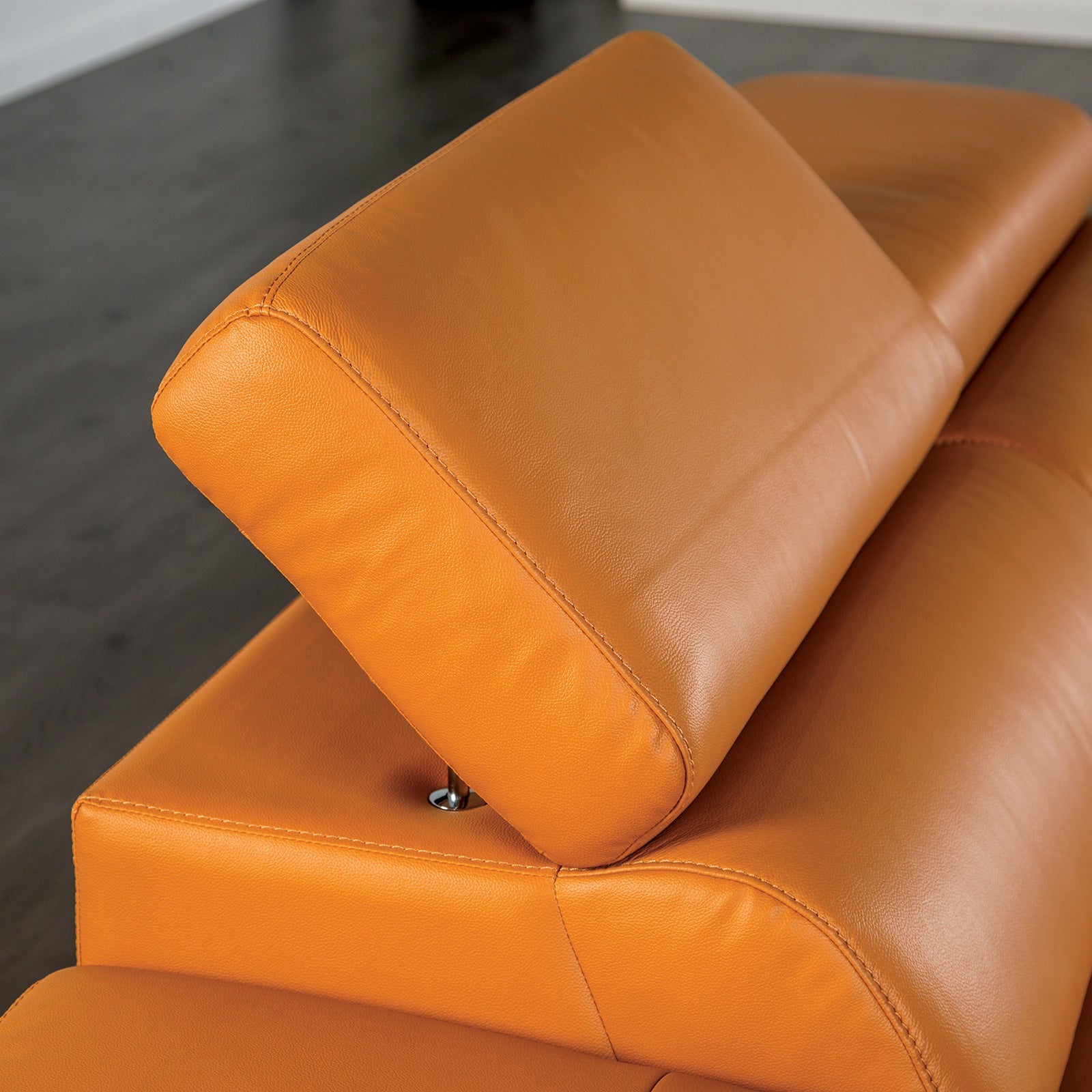 Vadso Tangerine Leather Match Right Chaise Sectional