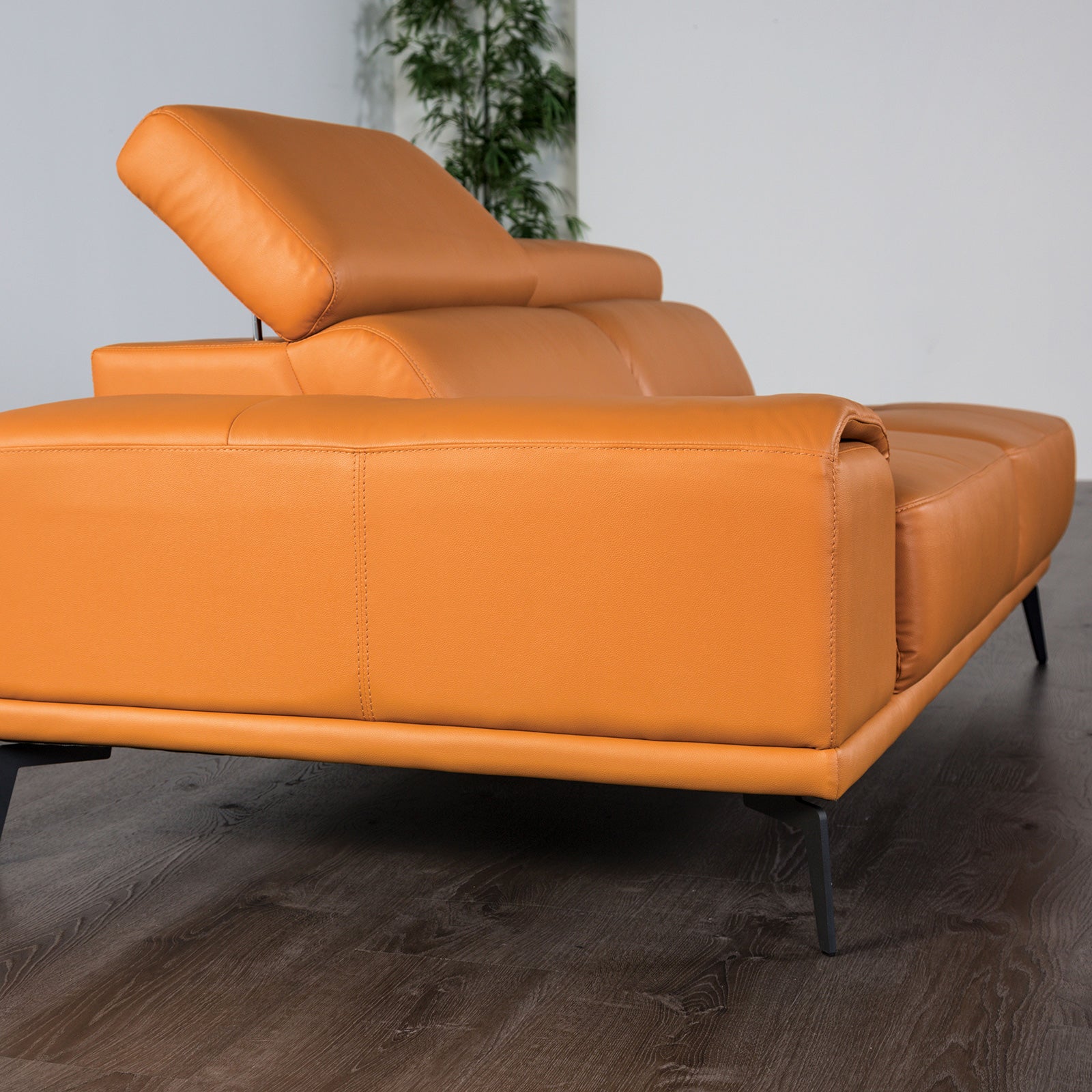 Vadso Tangerine Leather Match Right Chaise Sectional