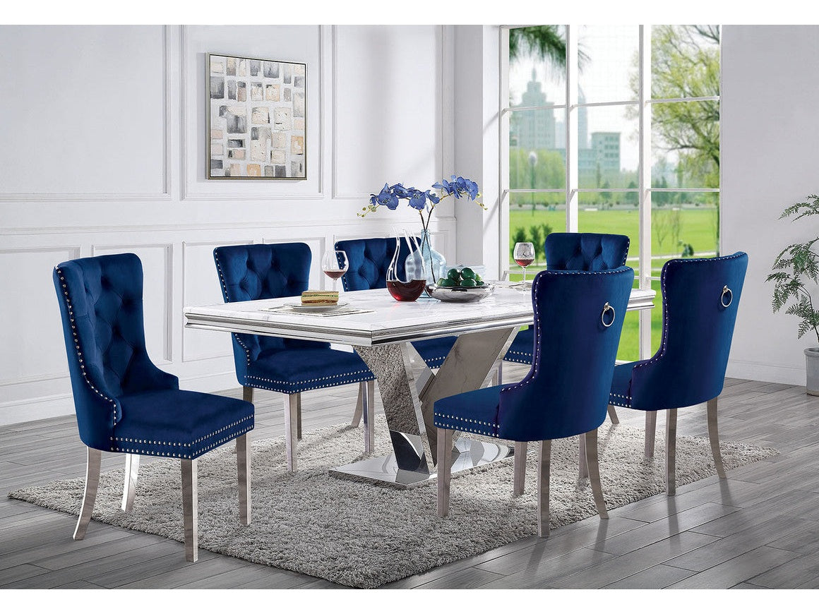 Valdevers Chrome/Navy 5 Pc. Dining Table Set