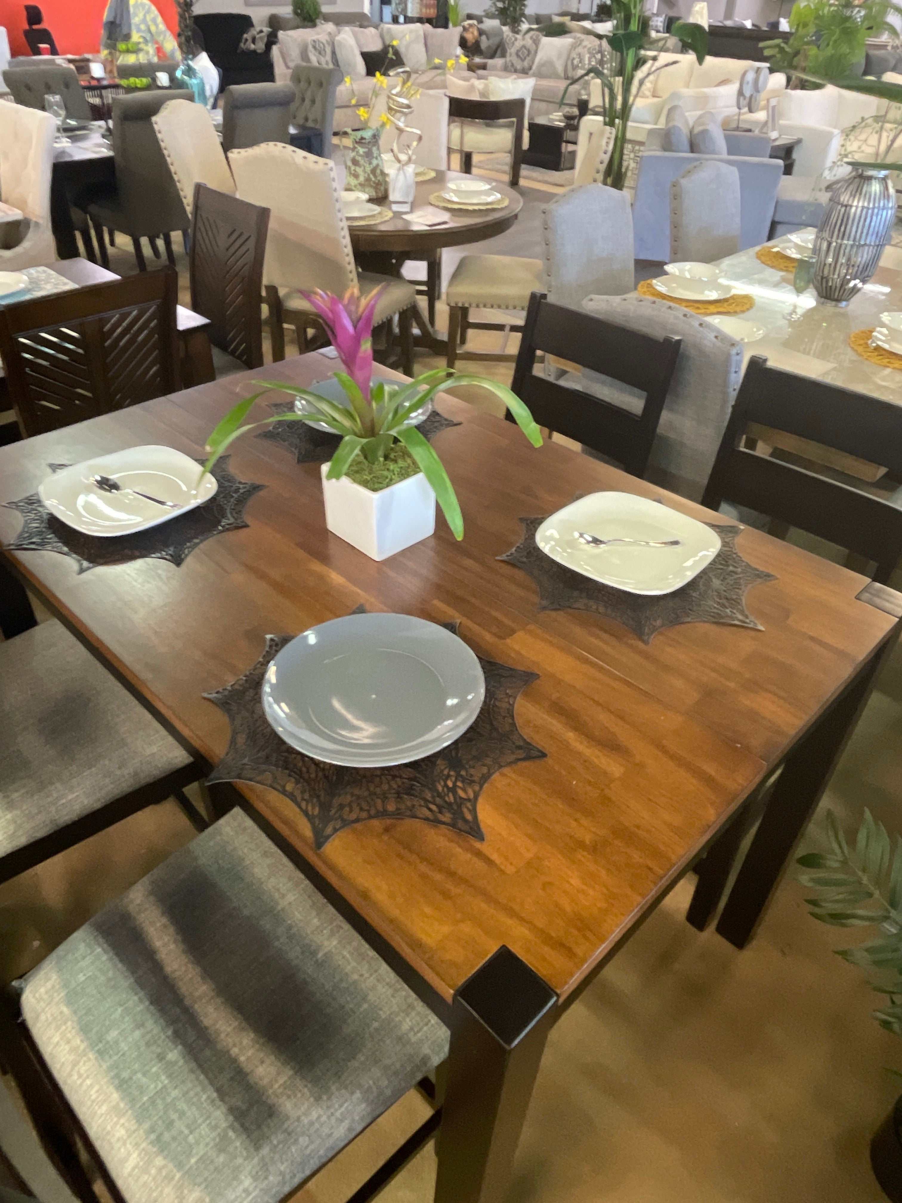 Valdor Dark Oak & Espresso Counter Height Table w/ Leaf