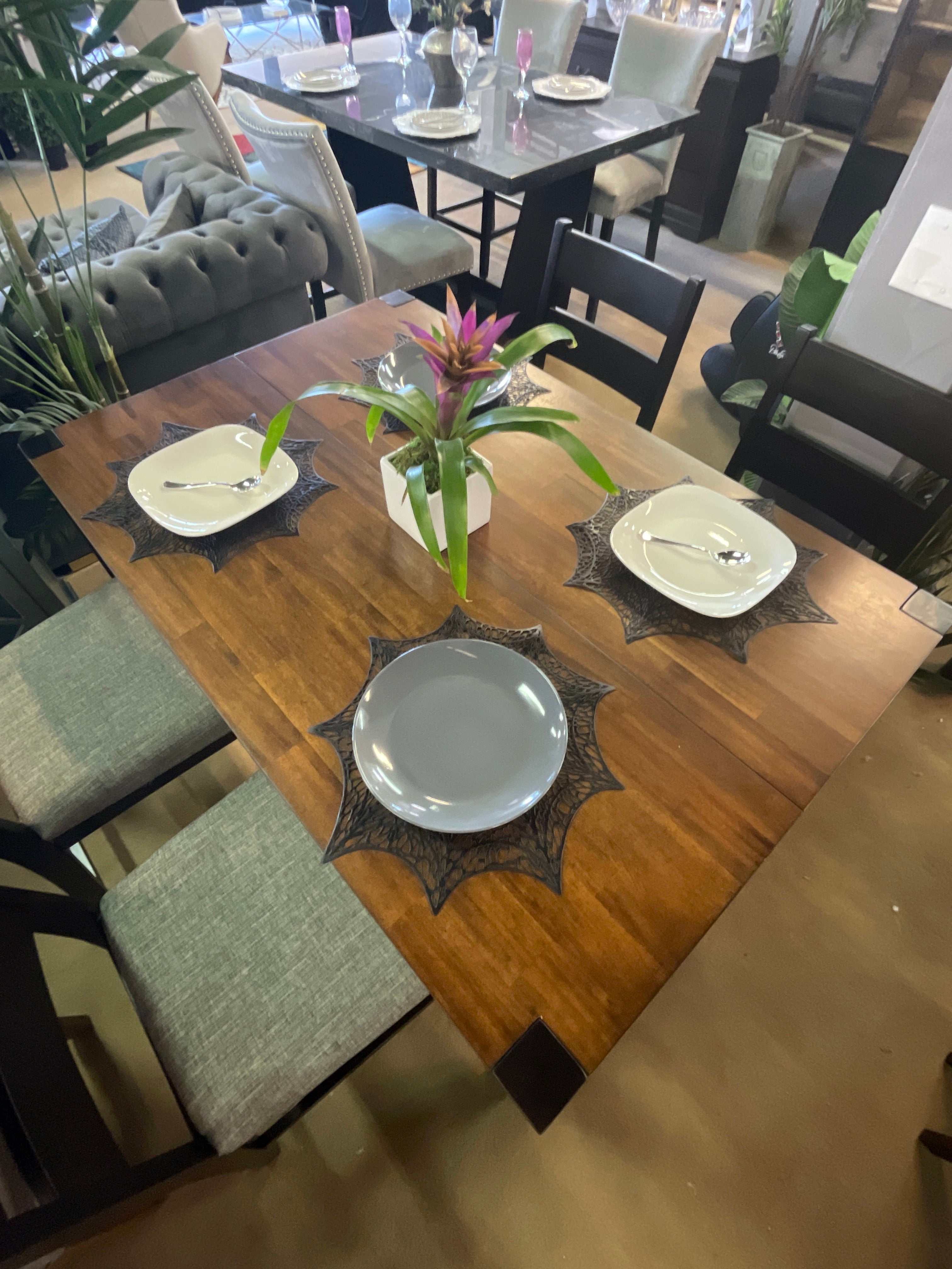 Valdor Dark Oak & Espresso Counter Height Table w/ Leaf
