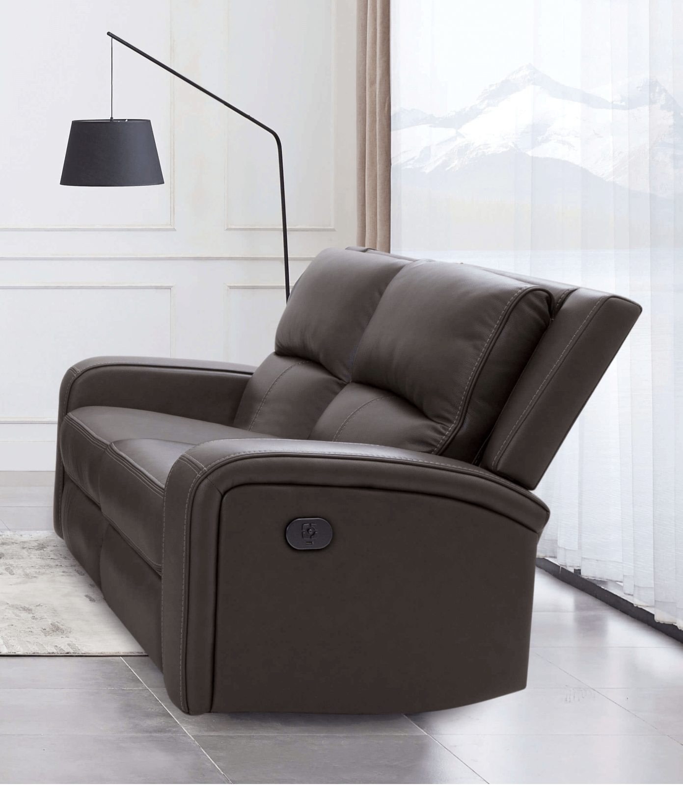 Vasilios Gray Leatherette Power Reclining Sofa & Loveseat