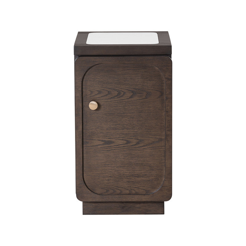 Vellara Dark Walnut Chairside Table w/ 1 Power Outlet