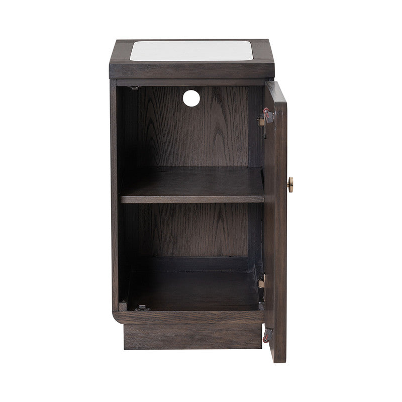Vellara Dark Walnut Chairside Table w/ 1 Power Outlet