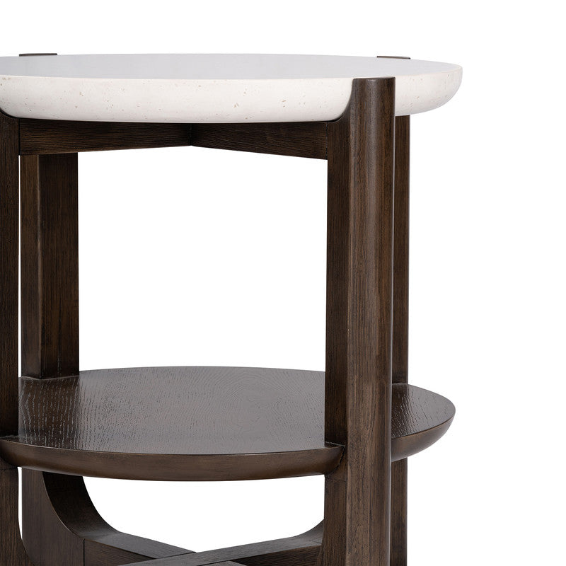Vellara Dark Walnut End Table w/ Stone Top