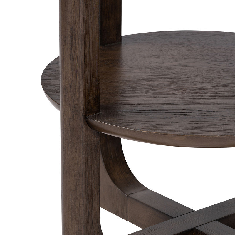 Vellara Dark Walnut End Table w/ Stone Top