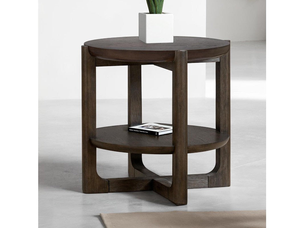 Vellara Dark Walnut End Table w/ Wood Top