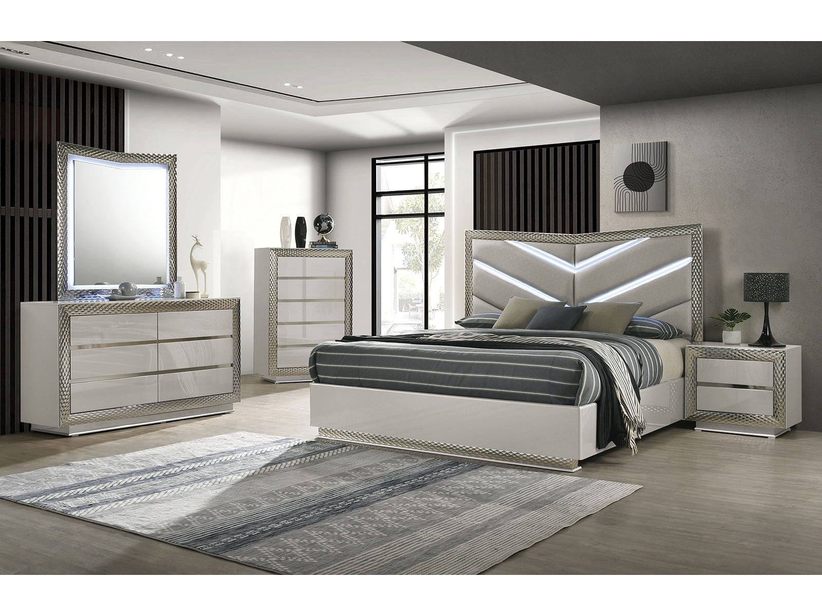 Ventnor Gray Queen 5 Piece Bedroom Set w/2 Nightstands
