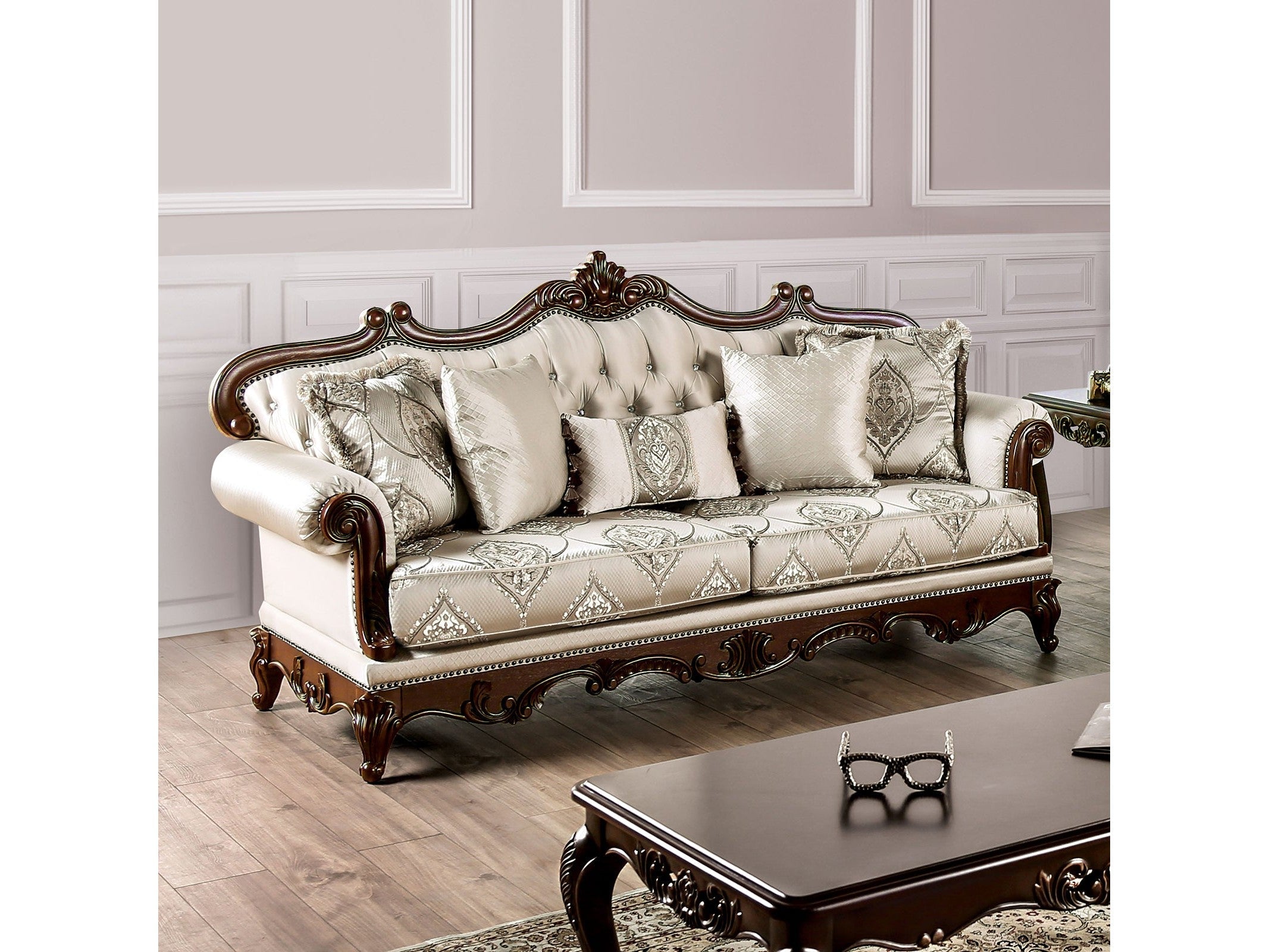 Veracruz Dark Cherry/Beige Sofa & Loveseat