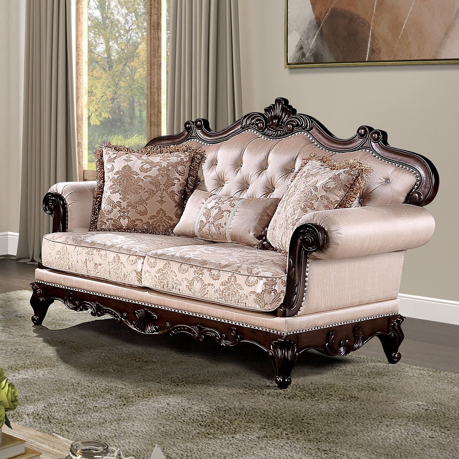 Veracruz Dark Cherry/Light Brown Sofa & Loveseat