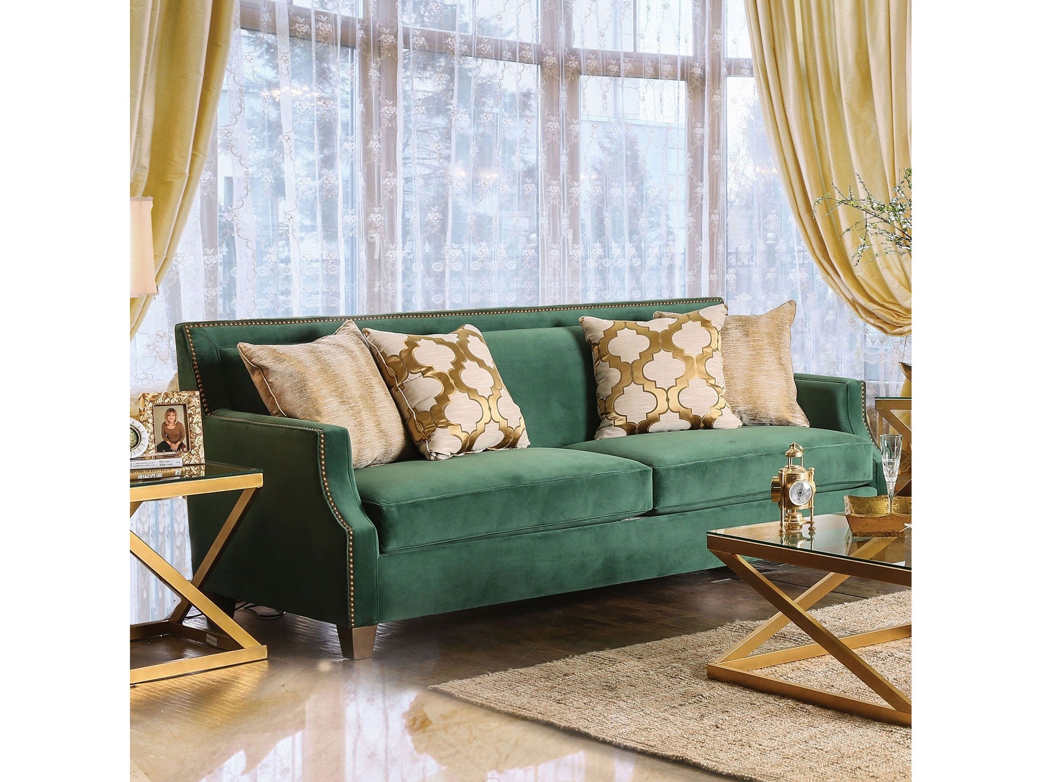Verdante Emerald Green/Gold Sofa