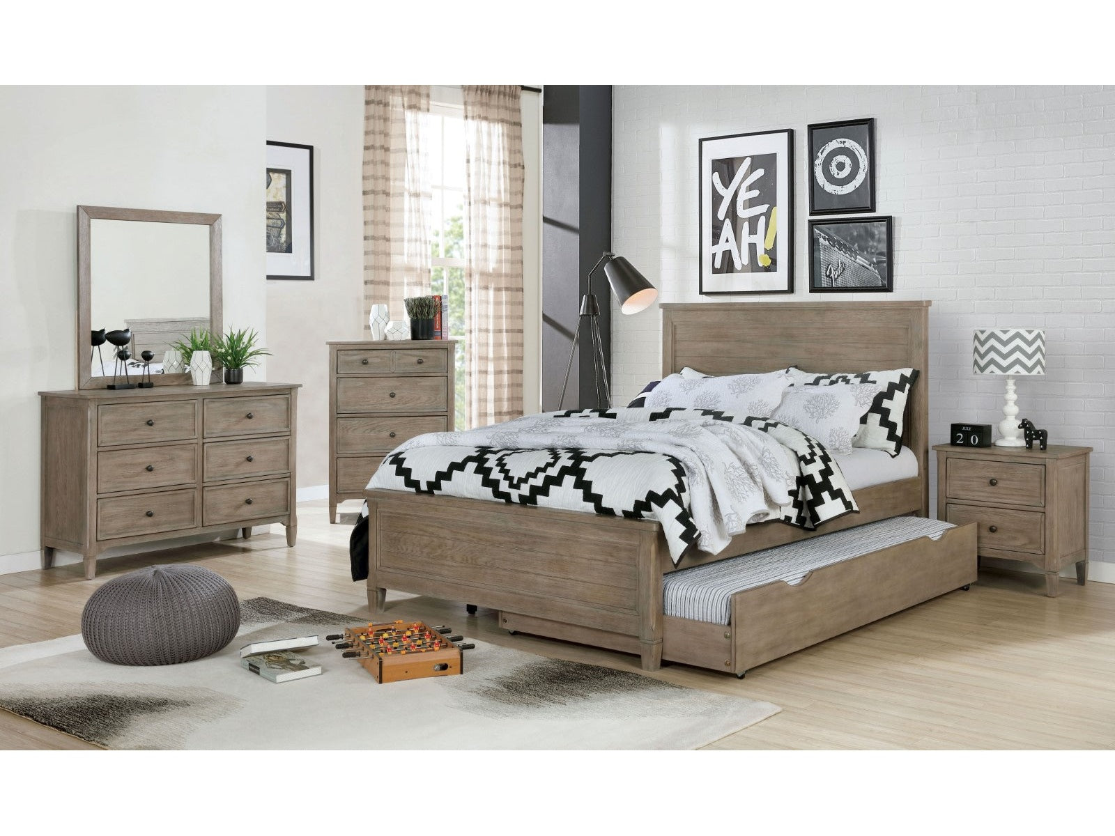 Vevey Wire-Brushed Warm Gray 4 Pc. Full Bedroom Set