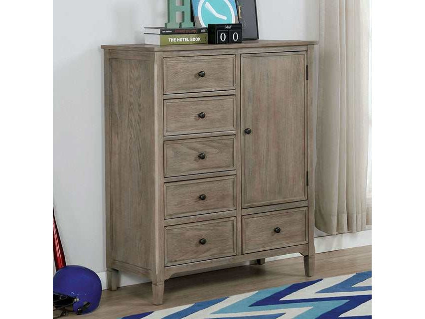 Vevey Wire-Brushed Warm Gray Armoire