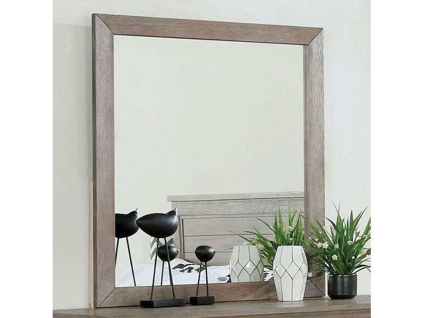 Vevey Wire-Brushed Warm Gray Mirror